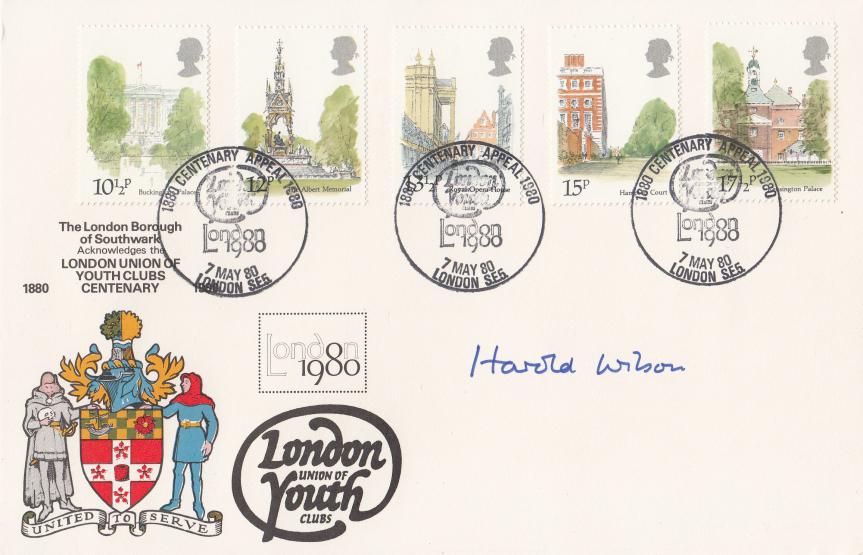 1980 (05) Landmarks - London Union of Youth Clubs Official (Card) - Signed by Harold Wilson