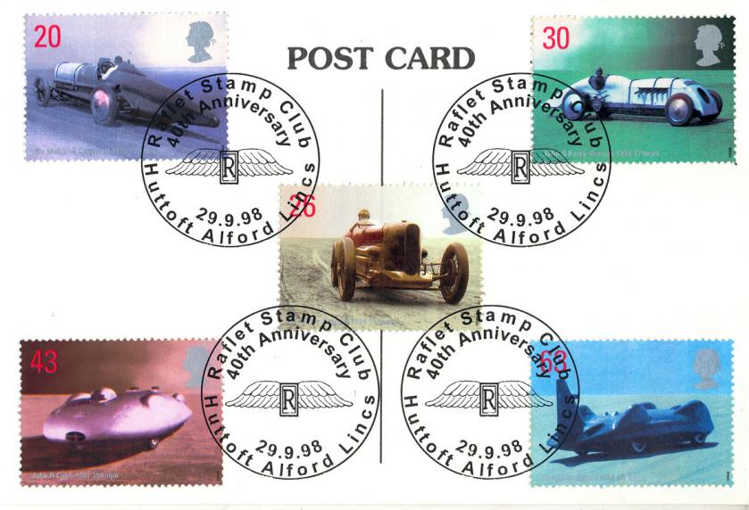 1998 (09) Speed - RAFLET Stamp Club Official POSTCARD