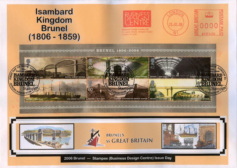 2006 (02) Brunel (M/S) - Privately Produced (SS Great Britain) Cover with the Business Design Centre Meter Mark