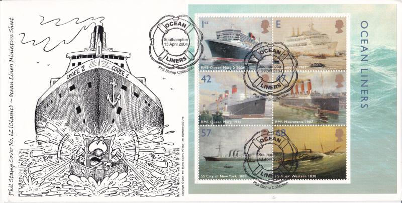 2004 (04) Ocean Liners (M/S) - Phil Stamps Official (B&W Version)