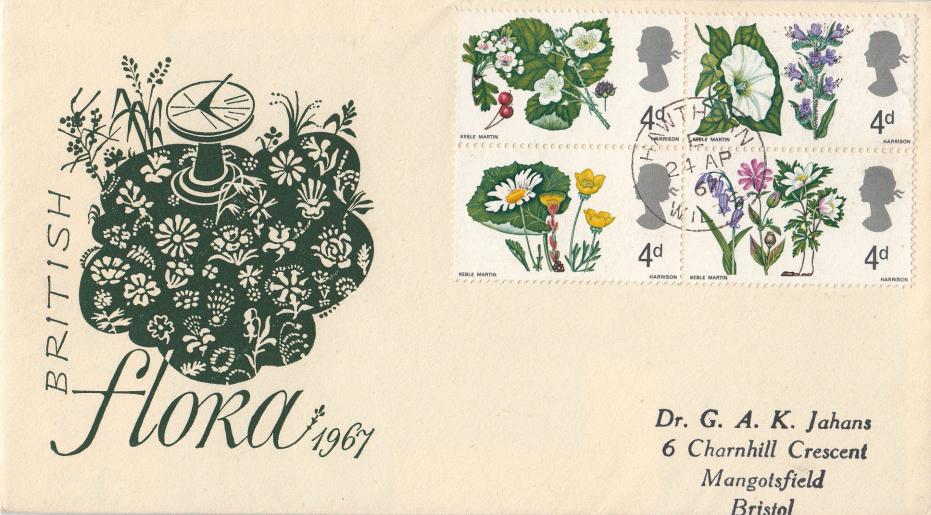 1967 (04) British Flowers- Unusual 'Green Garden' Illustrated cover - Hawthorn CDS