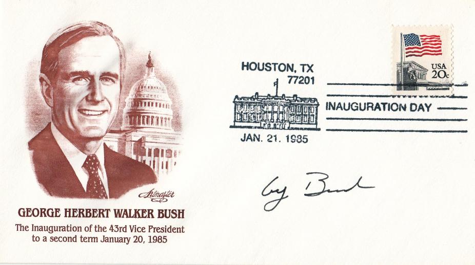 1985 (01) USA George Herbert Walker Bush Inauguration Day Cover - Signed!