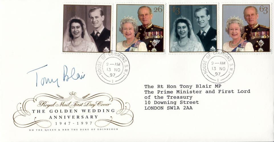 1997 (11) Golden Wedding - RM - House of Commons CDS - Cover addressed to and signed by Tony Blair