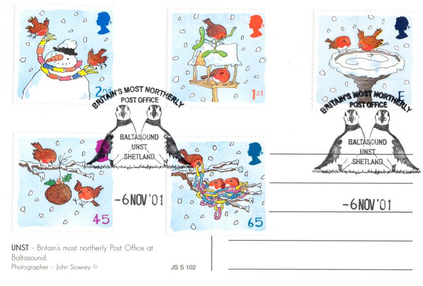 2001 (11) Christmas - Unst Post Office Official (Card)