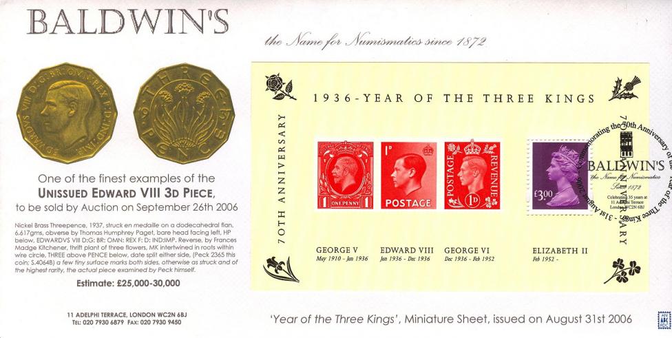 2006 (08) Three Kings M/S - Anthony Bard (2 Coins) Official