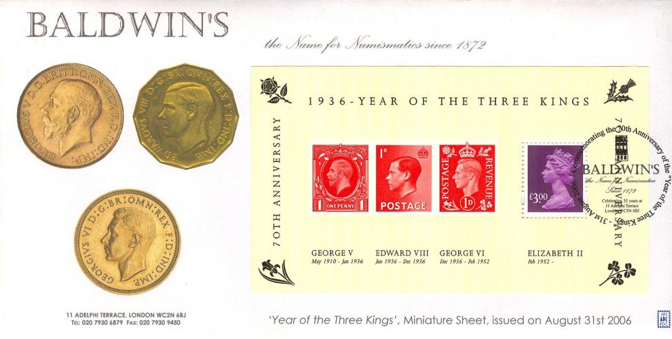 2006 (08) Three Kings M/S - Anthony Bard (3 Coins) Official