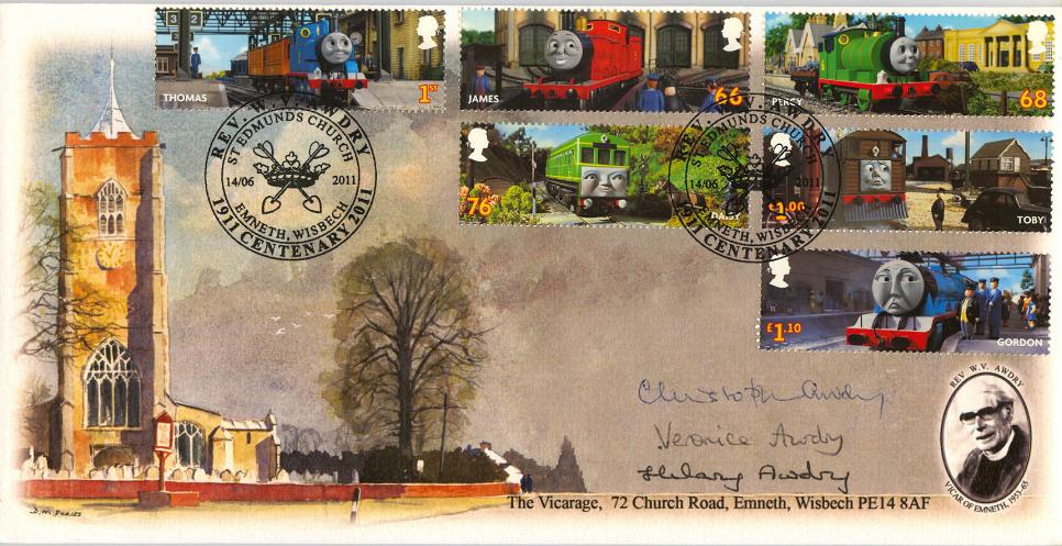 2011 (06) Thomas The Tank Engine (Stamps) - St Edmunds Church Official - TRIPLE SIGNED