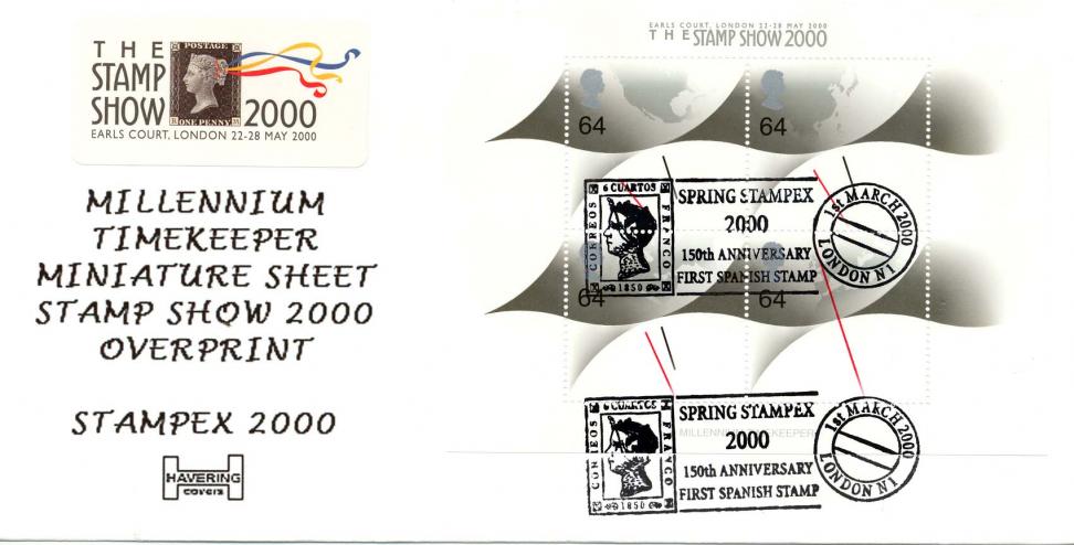 2000 (03) Stamp Show 2000 Timekeepers Overprinted M/S - Havering Official