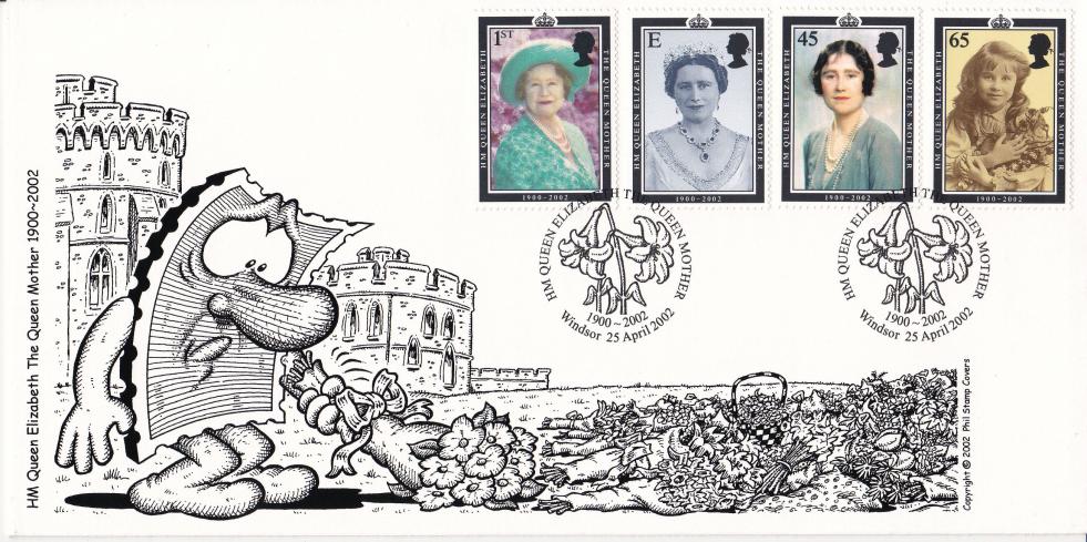 2002 (04) Queen Mother - Phil Stamp (Black & White) Official - Only 25 produced!