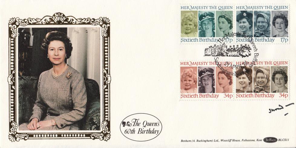 1986 (04) Queen's 60th Birthday - Benham BLCS11 (Sandringham) Official - Signed Lord Snowdon