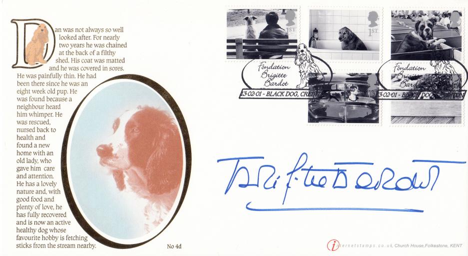 2001 (02) Cats & Dogs - Internet (Dogs) Official - Signed by Brigitte Bardot