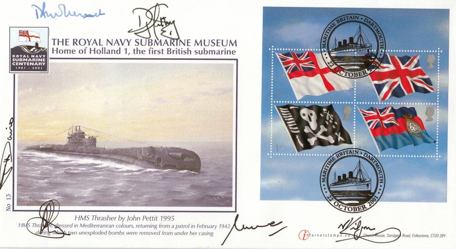 2001 (10) Flags & Ensigns - Internet Official - Signed by FIVE Rear Admirals + ONE Vice Admiral