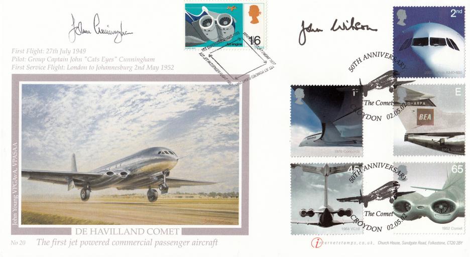 2002 (05) Airliners (Stamps) - Internet Official - Signed by John 'Cats Eyes' Cunningham & John Wilson