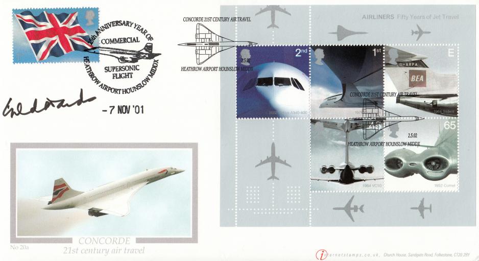 2002 (05) Airliners (M/S) - Internet Official - Signed by Sir George Robert Edwards OM CBE MBE FRS