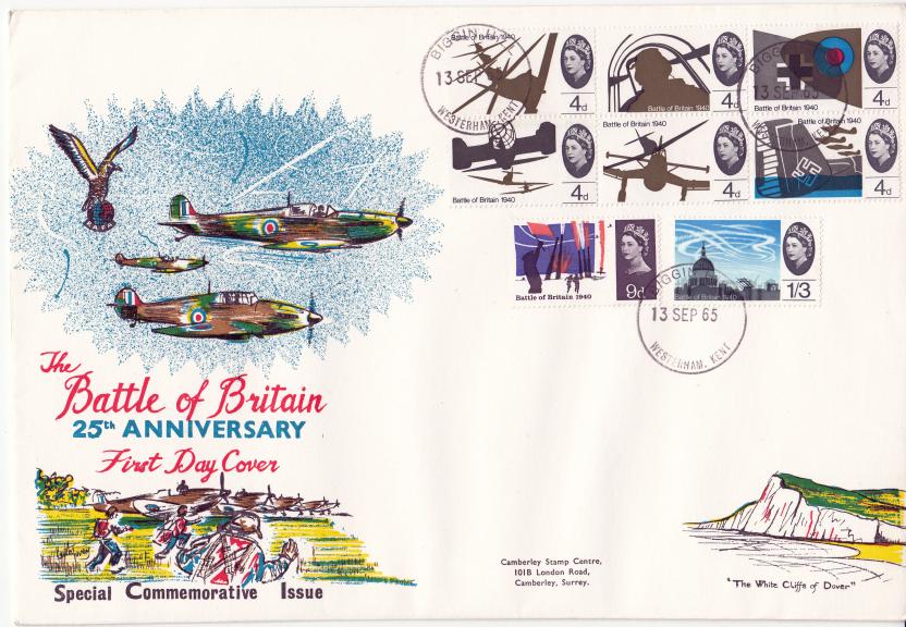 1965 (09) Battle of Britain (Ord) - Large 'White Cliffs' Cover - Biggin Hill (Packet) CDS