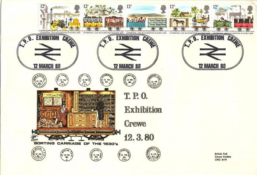 1980 (03) Liverpool & Manchester Railway - Dawn TPO Exhibition, Crewe Official (WITH Printed Address)