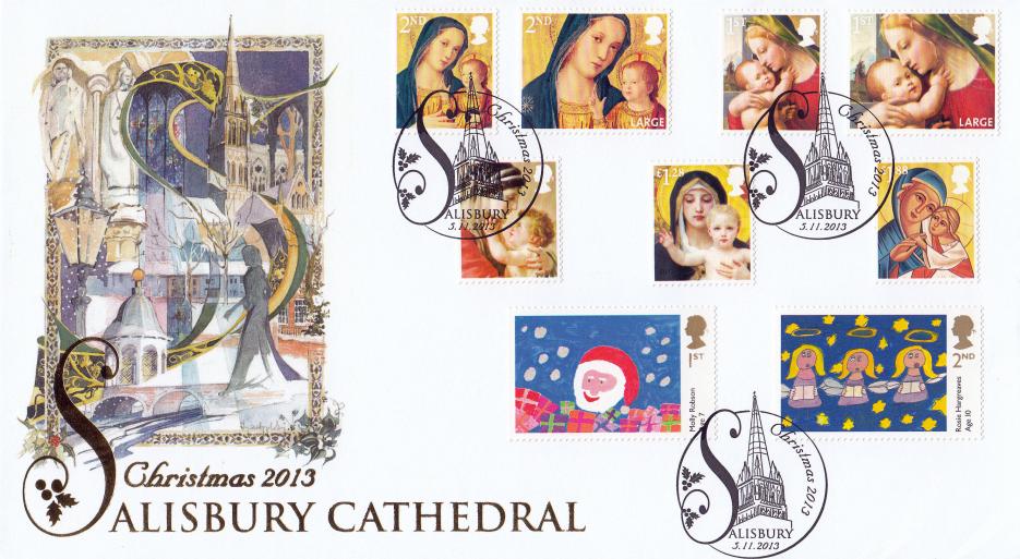 2013 (11) Christmas (Stamps) - Internet 'Salisbury Cathedral' ALTERNATIVE Official - Only 50 produced !