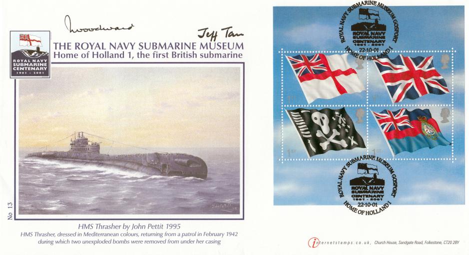 2001 (10) Flags & Ensigns - Internet Official - Signed by Sandy Woodward & Jeff Tann