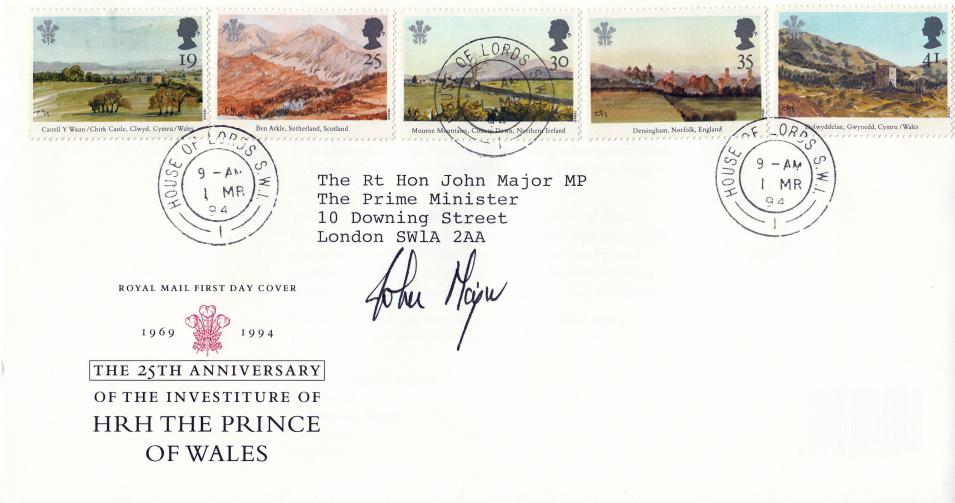 1994 (03) Prince of Wales - RM - House of Lords CDS - Addressed to and Signed by John Major