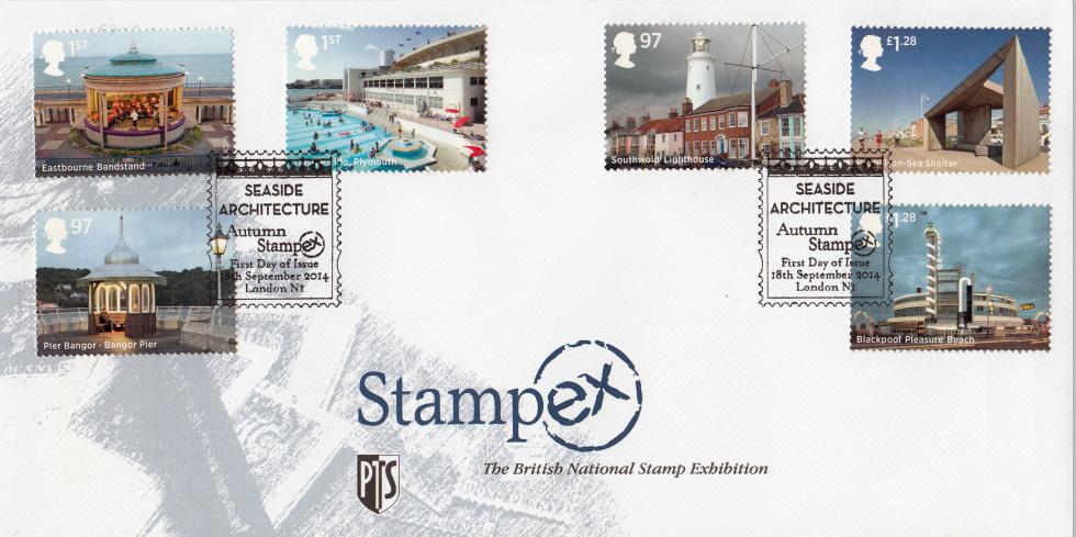 2014 (09) Seaside Architecture - Stampex Official (Stamp Issue H/S)