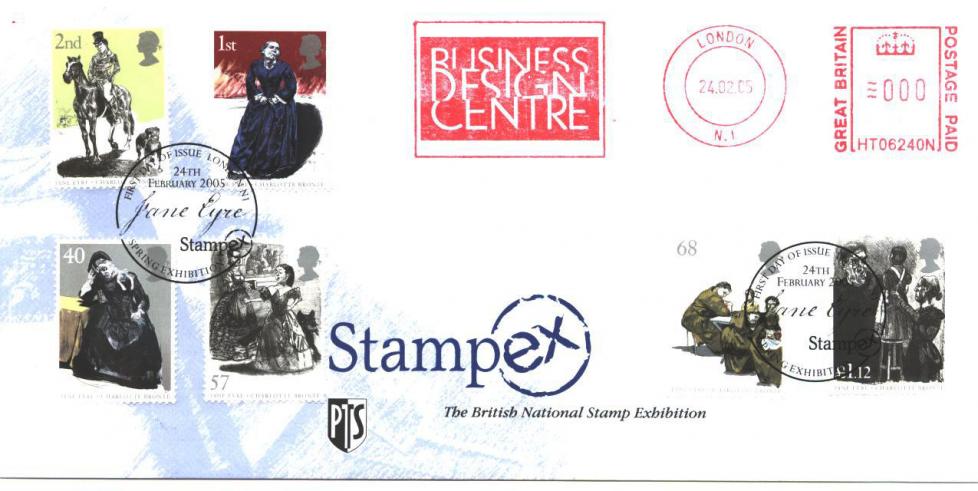 2005 (02) Jane Eyre (Stamps) - Stampex Official - Stampex London (Stamp Issue) Handstamp + BDC Meter Mark