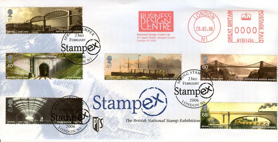 2006 (02) Brunel (Stamps) - Stampex Official - Stampex London (Exhibition) Handstamp + BDC Meter Mark