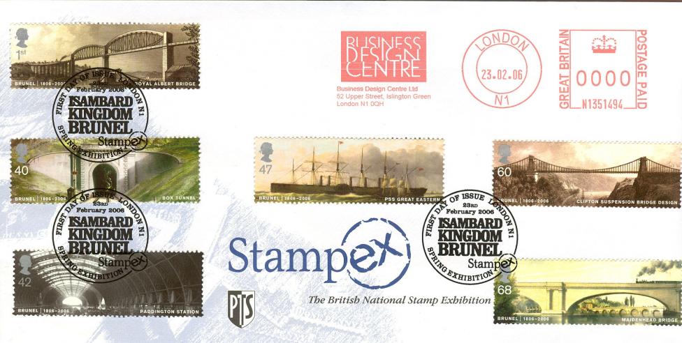 2006 (02) Brunel (Stamps) - Stampex Official - Stampex London (Stamp Issue) Handstamp + BDC Meter Mark