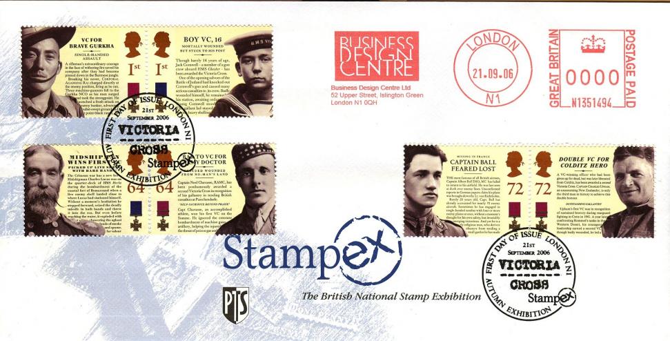 2006 (09) Victoria Cross (Stamps) - Stampex Official - Stampex London (Stamp Issue) Handstamp + BDC Meter Mark