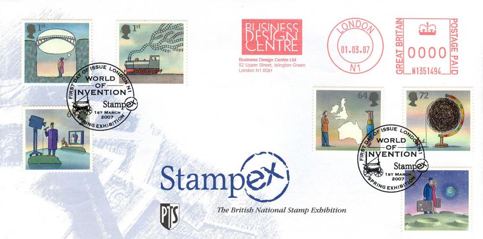 2007 (03) Invention (Stamps) - Stampex Official - Stampex London (Stamp Issue) Handstamp + BDC Meter Mark