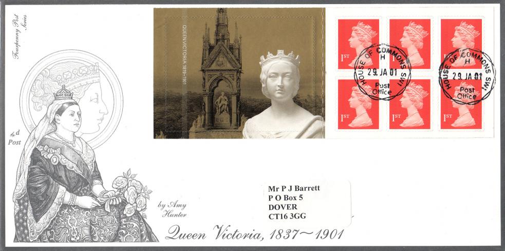 2001 (01) Queen Victoria Label - 4d Post - House of Commons 'Operational' CDS
