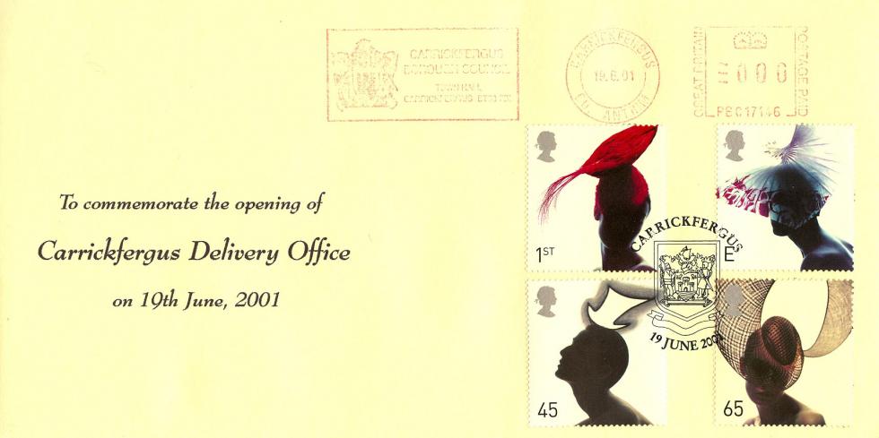 2001 (06) Hats - Carrickfergus Delivery Office Cover + Carrickfergus Borough Council Meter Mark