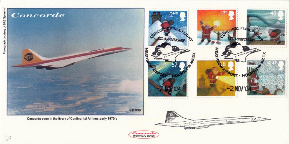 2004 (11) Christmas (Stamps) - Cambridge (Concorde - Continental Airlines Livery) Official (25 Only)
