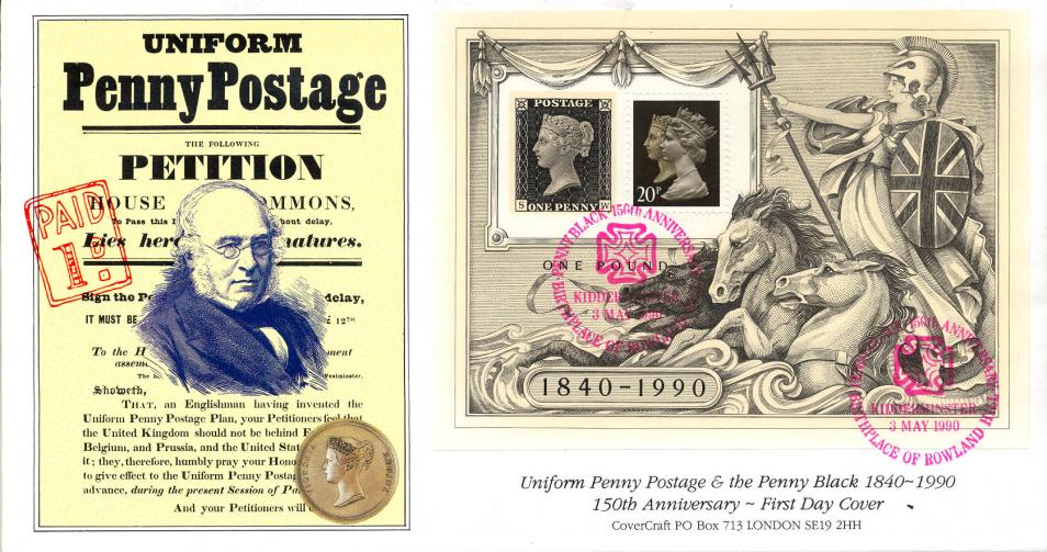 1990 (05) Penny Black M/S - Covercraft Penny Postage, Kidderminster Official