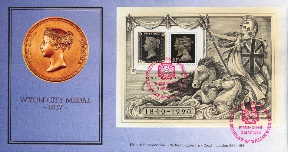 1990 (05) Penny Black M/S - Covercraft William Wyon, Birmingham Official