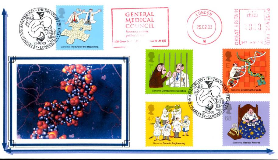 2003 (02) DNA - Privately Produced Cover - Discovery of DNA H/S + General Medical Council Meter Mark