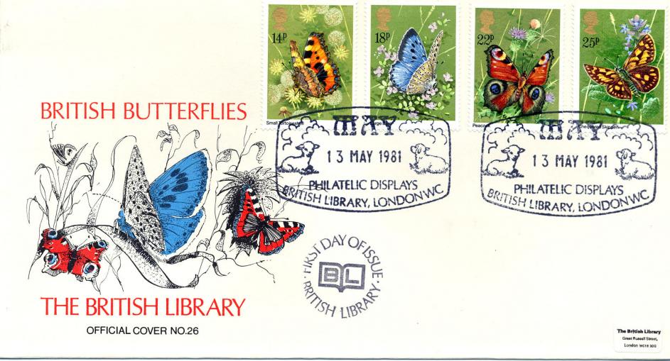 1981 (05) Butterflies - British Library Official (With Cachet Version)