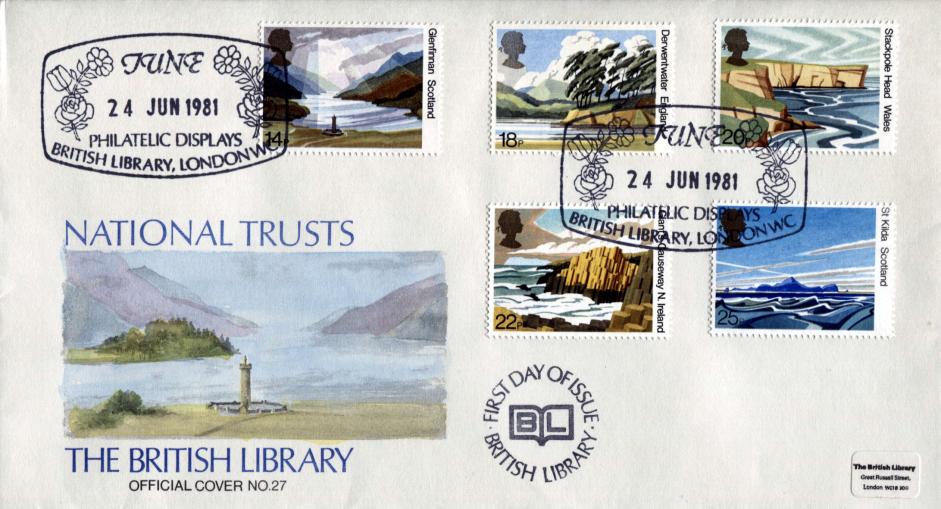 1981 (06) National Trust - British Library HAND PAINTED Official (With Cachet Version)