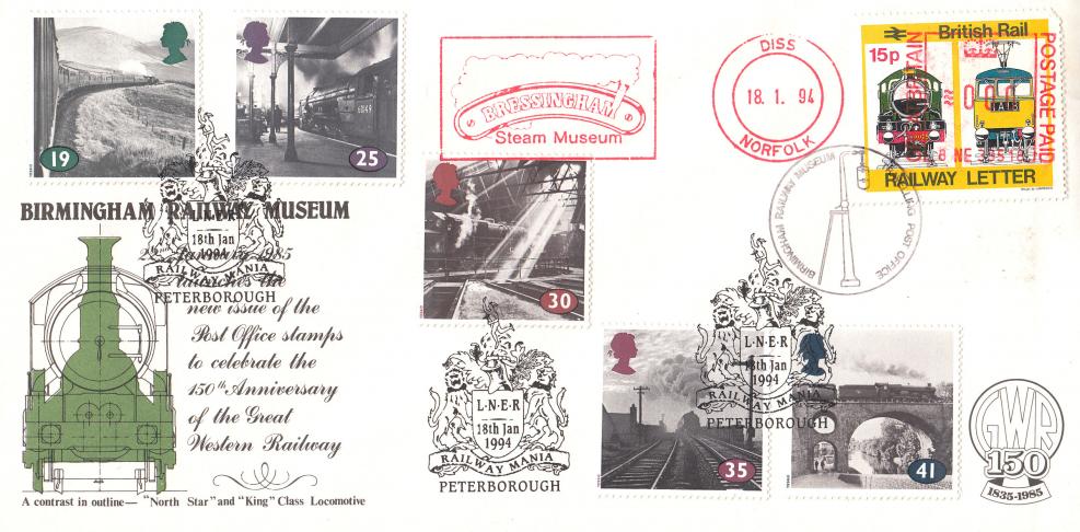 1994 (01) The Age of Steam - Birmingham Railway Museum Cover - Bressingham Steam Museum Meter Mark - LNER H/S