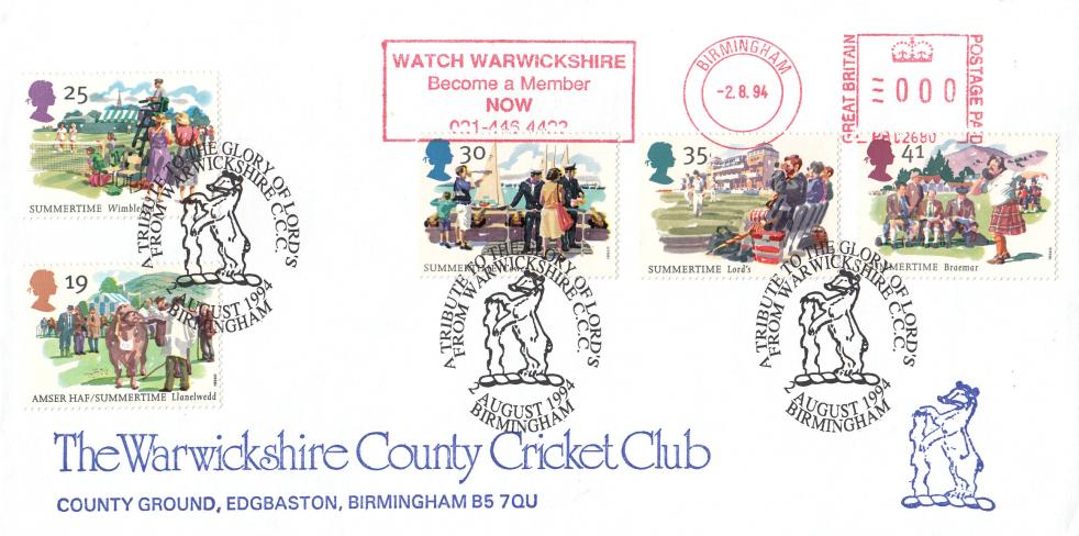 1994 (08) Summertime - Warwickshire County Cricket Club Cover - Watch Warwickshire Meter Mark - Warwickshire CCC H/S