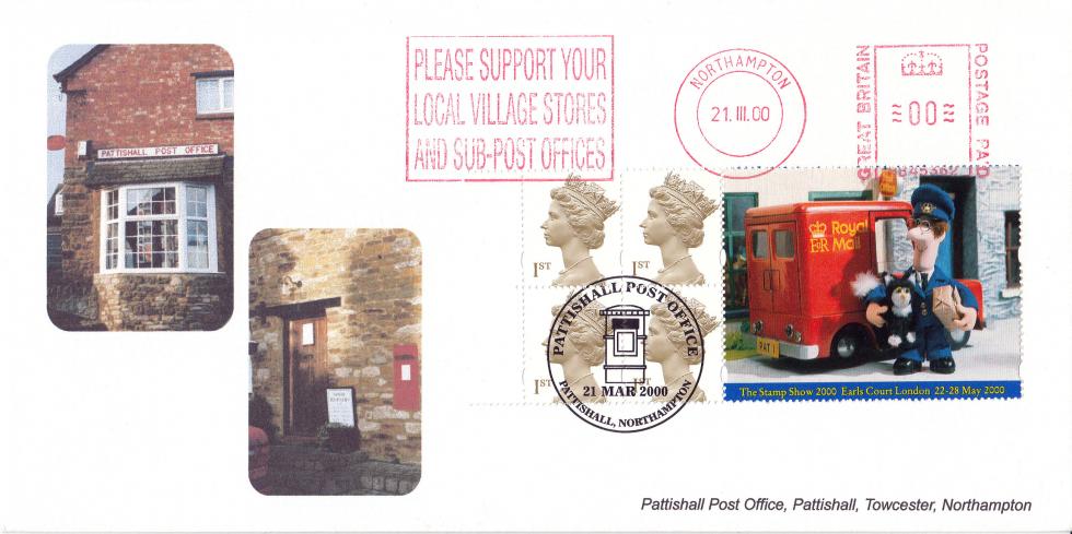 2000 (03) Postman Pat Label - Brazier Official - Please Support Your Local Village Stores Meter Mark