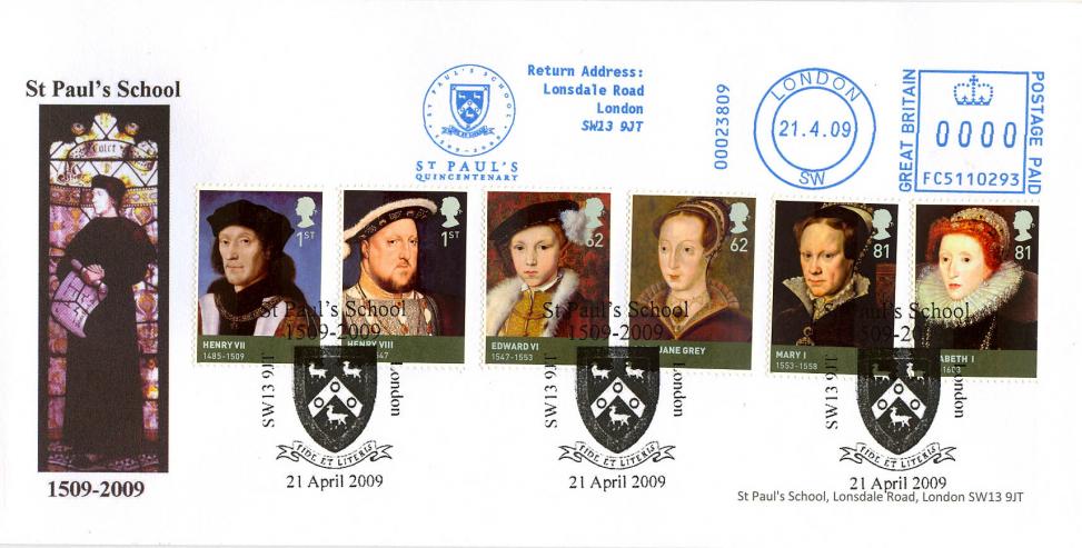 2009 (04) House of Tudor (Stamps) - Anthony Bard / Ian Balcombe Official - St Paul's Quincentenary Meter Mark