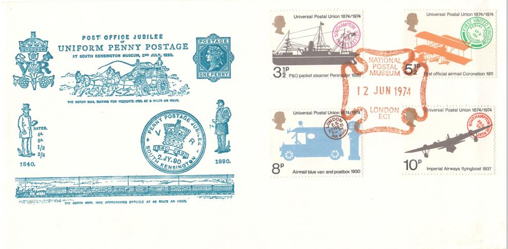 1974 (06) Universal Postal Union - NPM (reprinted 1890 Jubilee Cover) - NPM H/S