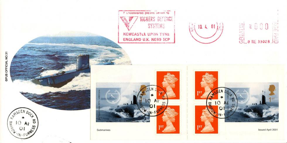 2001 (04) Submarines NVI Retail Book - Brazier Pub Official - Ramsden Dock, Barrow-in-Furness CDS PLUS the Vickers Defence Systems Meter Mark (Date Error)