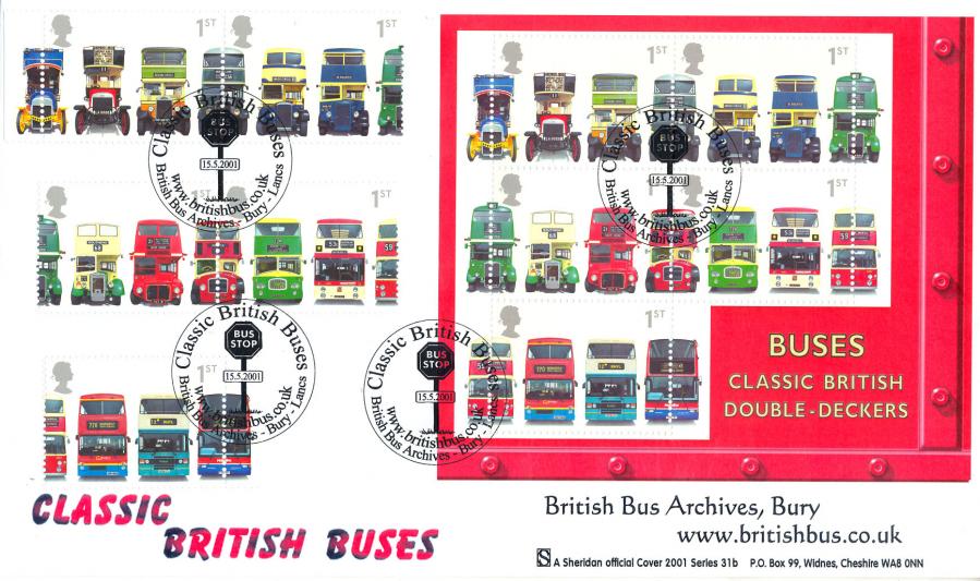 2001 (05) Buses (Stamps + M/S Double) - Sheridan Official
