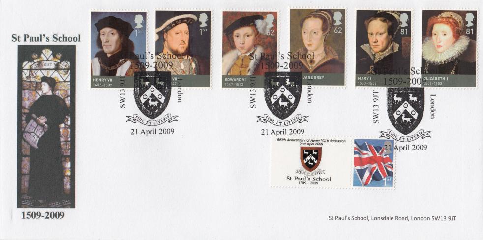 2009 (04) The Tudors (Stamps + Stamp & Label (A) from Smiler's Sheet) - Anthony Bard/Ian Balcombe Official