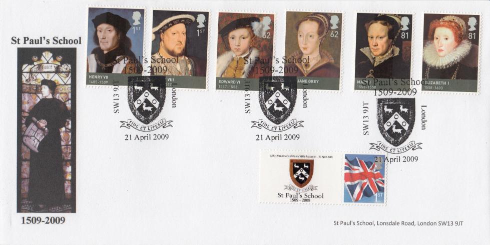 2009 (04) The Tudors (Stamps + Stamp & Label (B) from Smiler's Sheet) - Anthony Bard/Ian Balcombe Official