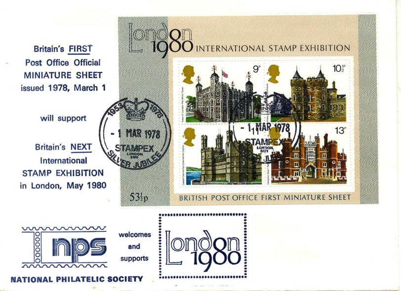 1978 (03) Buildings (M/S) - NPS Stampex Silver Jubilee Official (Greeny/Blue Version)