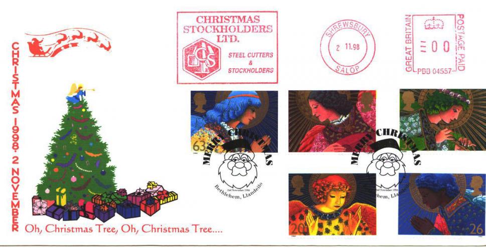 1998 (11) Christmas - Sheridan 'Special' - Merry Christmas (Santa) H/S - Christmas Stockholders Meter Mark