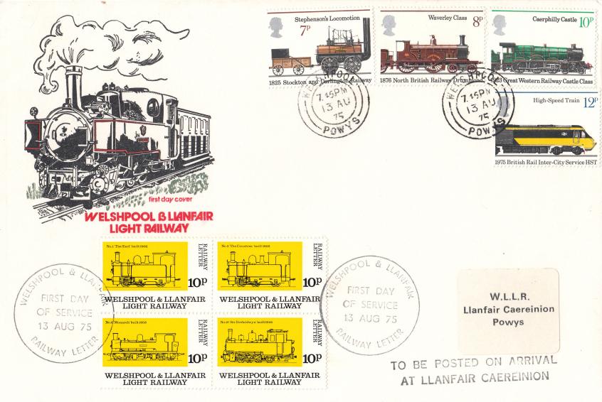 1975 (08) Railways - Welshpool & Llanfair Light Railway Cover - Welshpool CDS