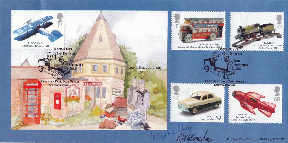 2003 (09) Transports of Delight (Stamps) - Bletchley Park Official - Signed by BOTH Cover Designers